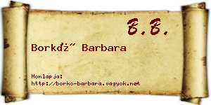 Borkó Barbara névjegykártya